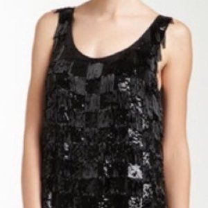 NWTs Erin Fetherston Black Silk Sequin Beaded Tank Top